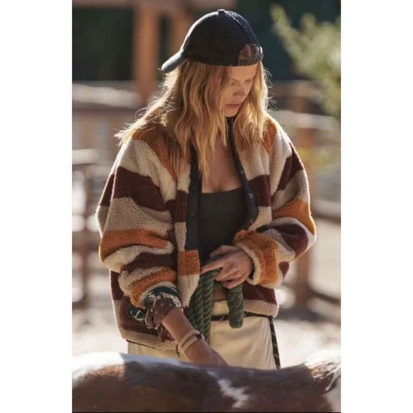 Free People Hit The Slopes Printed Fleece Jacket Size S - Picture 1 of 9